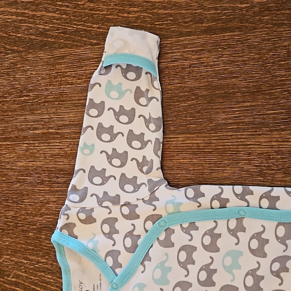 babysoy Elephant Pattern Kimono Gown Sleeper Sack, Size 0-3 Months - Picture 3 of 7